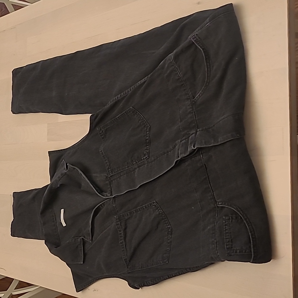 EUC 6397 100% Cotton Distressed Denim Black Jumpsuit
